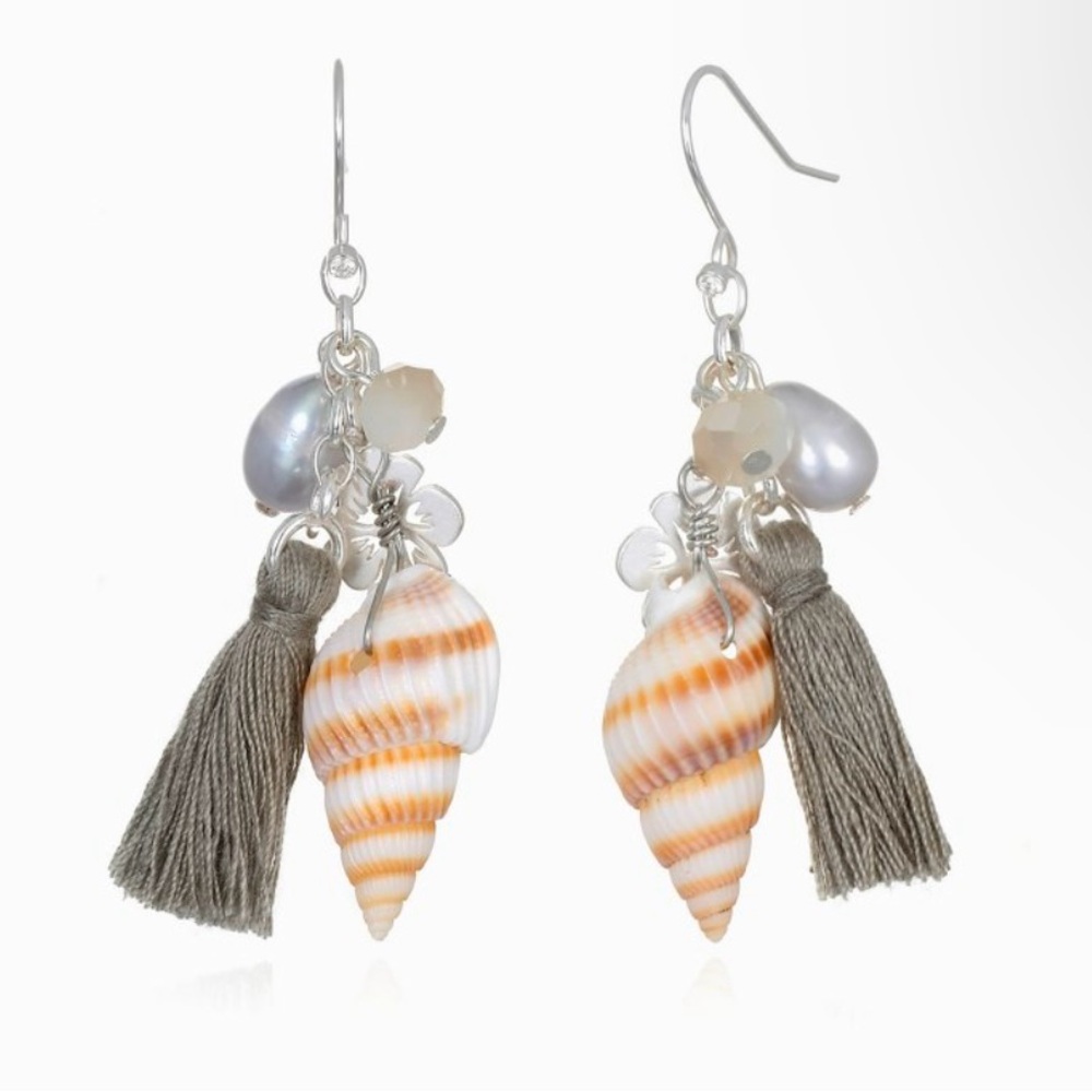 Tommy Bahama Villa Flora Shell Tassel Earrings NWT